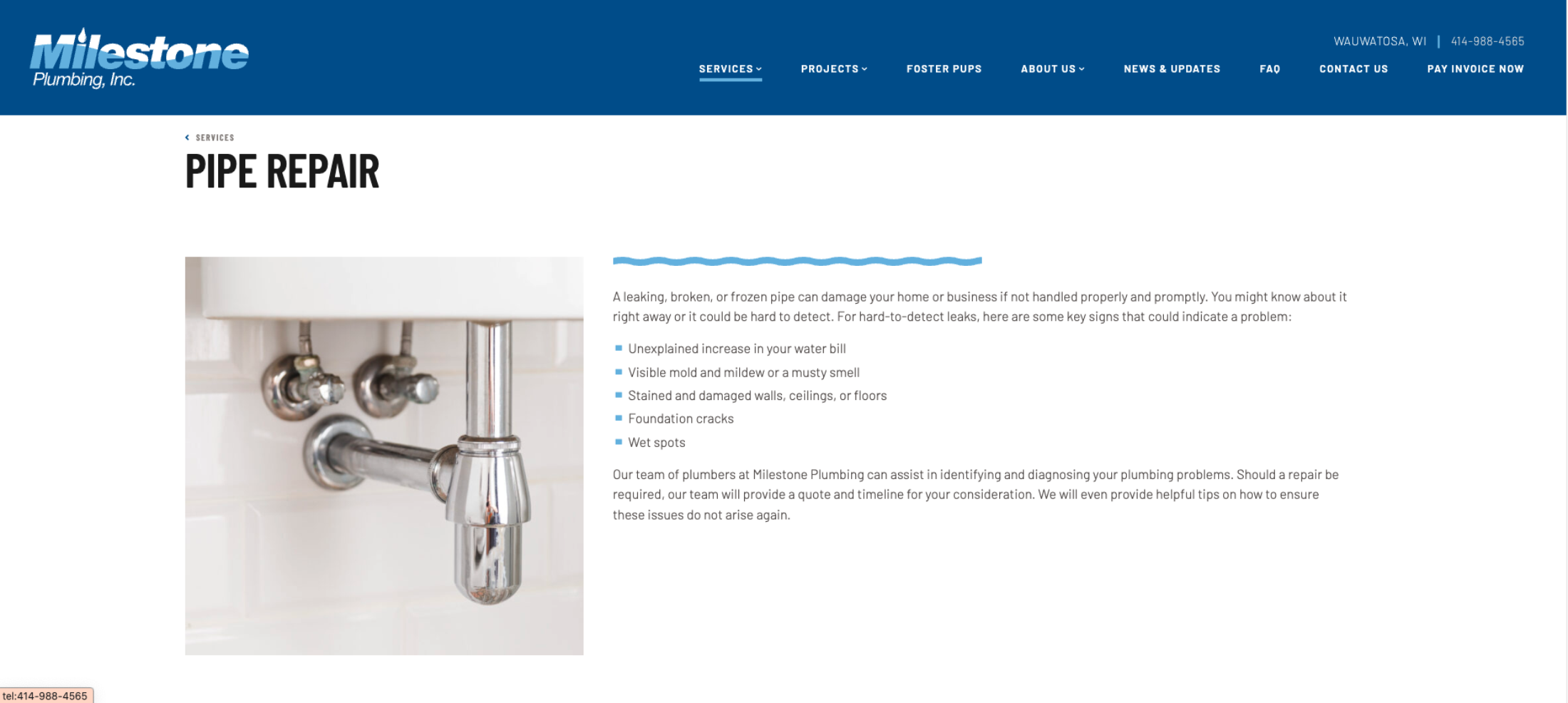 Milestone Plumbing | Website - Third Eye Local
